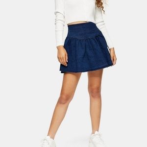 Topshop denim gathered mini skirt